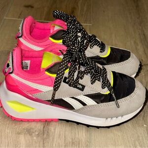 Reebok Kids' Neon Pink and Black Sneakers